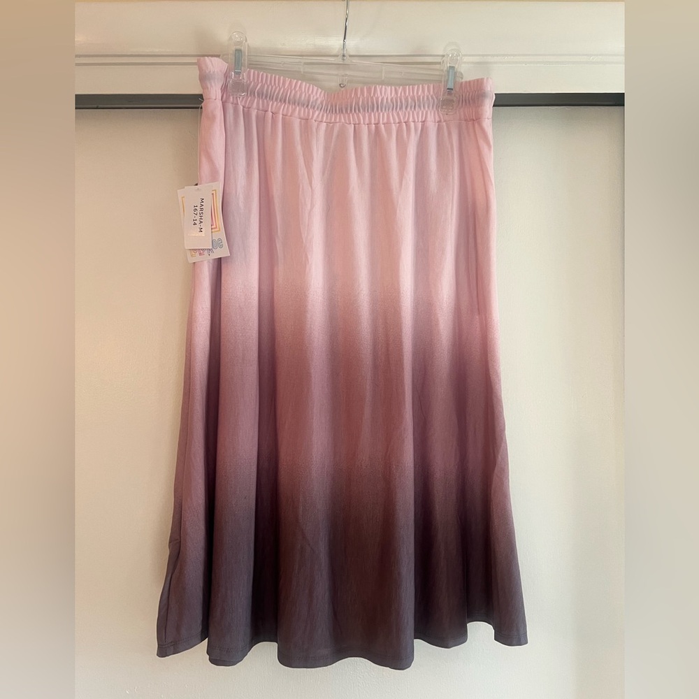 🆕 Lularoe Marsha Skirt in Pink Purple Dip Dye Ombré Elastic Waist Midi Length - Picture 2 of 7
